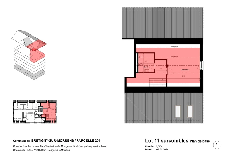 Plan coté du lot 11, surcombles, 4,5 pièces duplex